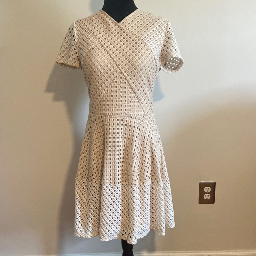 BCBGMaxAzria Cream Crochet Midi Dress